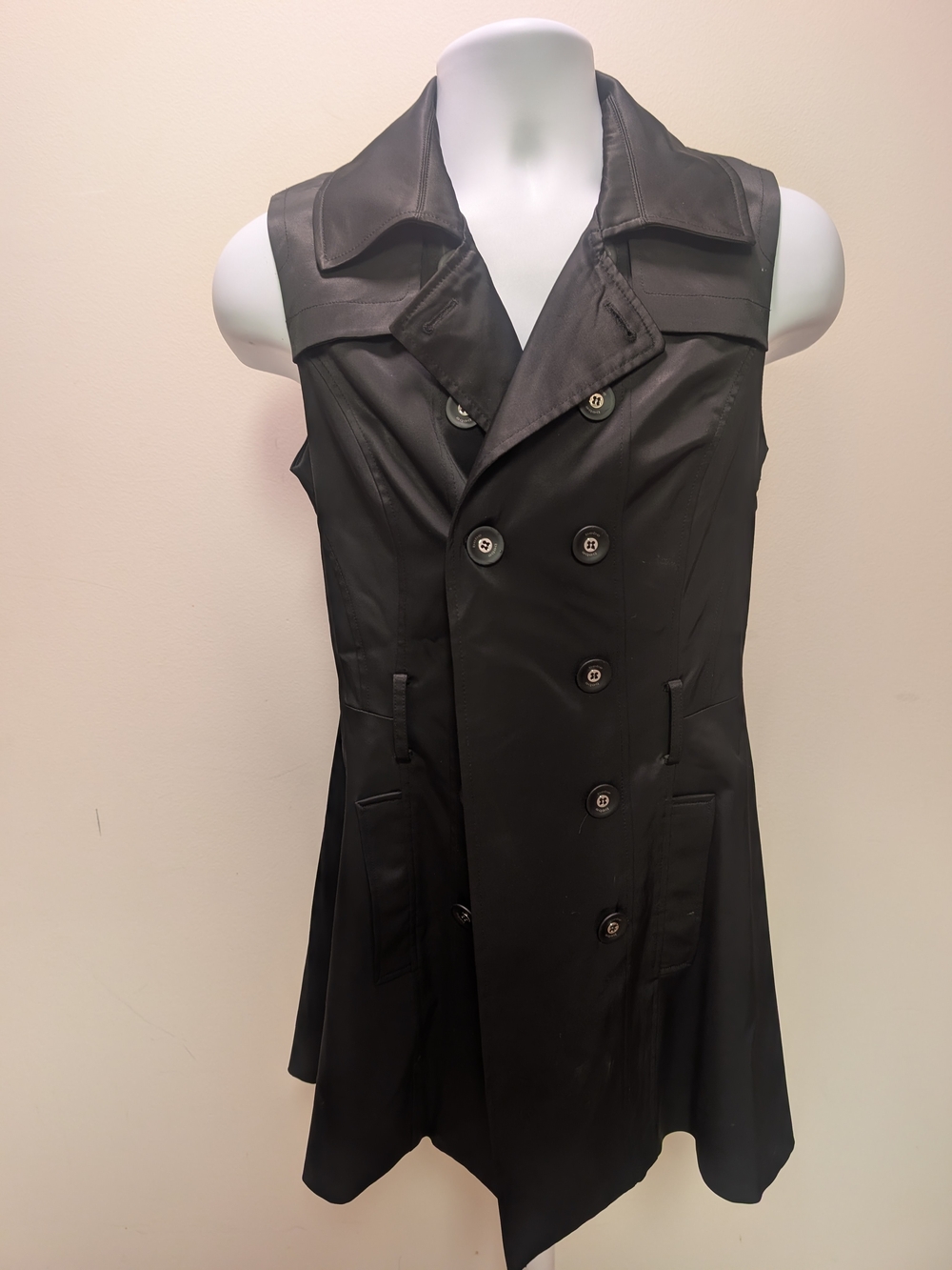 bebe Black Sleeveless Double-Breasted Trench Dress